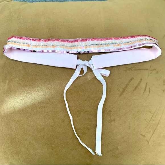 Sequined shimmer sparkly fabric tie belt - Picture 3 of 8